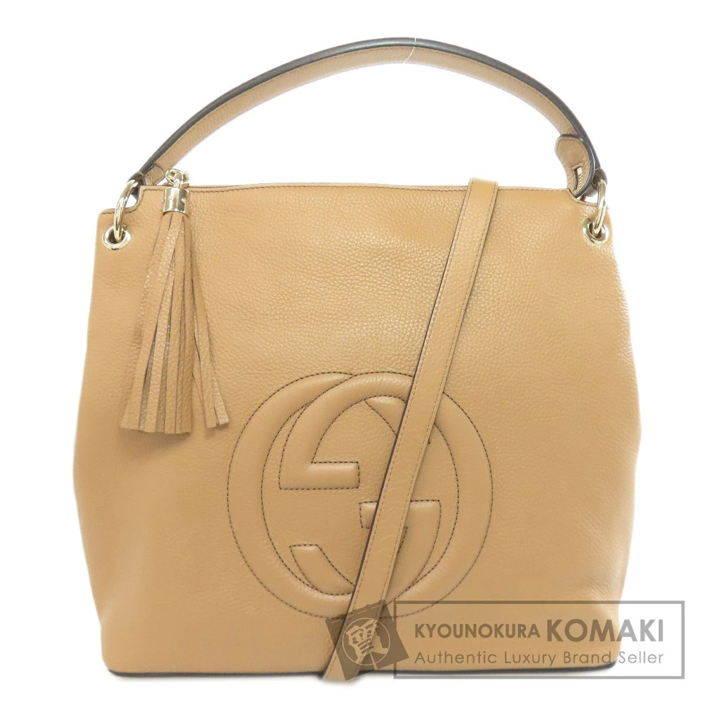 Gucci One Shoulder Hobo Interlocking GG Tote Bag Leather